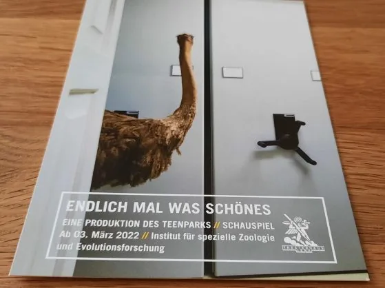 Flyer „Endlich mal was Schönes“, Produktion des Teenparks am Schauspiel Jena, März 2022
