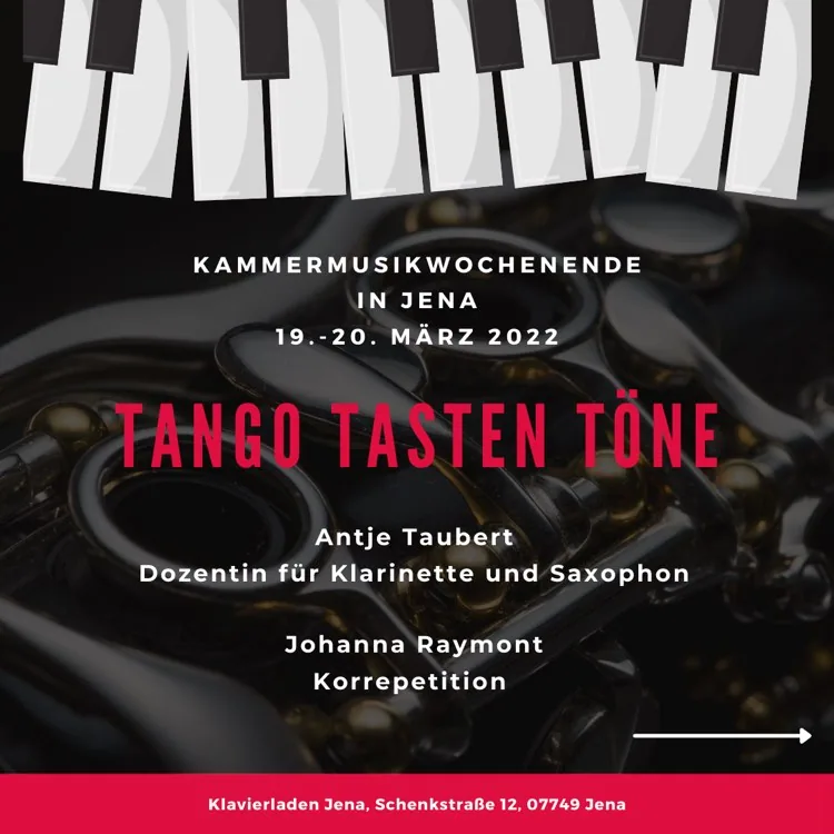 Plakat „Tango Tasten Töne“, Kammermusikwochenende in Jena, 19.–20. März 2022